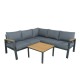 Ensemble salon de jardin design aluminium bois- Gris - intérieur/extérieur - DOMA