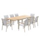 Table de jardin extensible aluminium gris 160/240cm + 8 fauteuils empilables textilène - ALMA