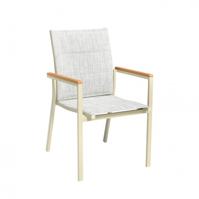Table de jardin extensible aluminium gris 160/240cm + 8 fauteuils empilables textilène - ALMA