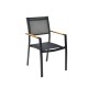 Table de jardin extensible aluminium noir 200/300cm + 10 fauteuils empilables textilène - MARCEAU