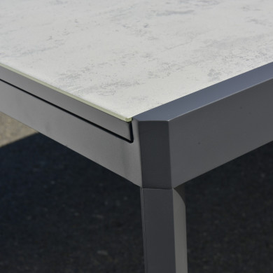 Table de jardin extensible aluminium anthracite 200/300cm + 10 fauteuils empilables textilène - ARONA