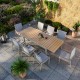 Table de jardin extensible aluminium gris 160/240cm + 8 fauteuils empilables textilène - ALMA