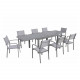 Ensemble table de jardin extensible aluminium 270cm  + 8 fauteuils empilables textilène gris taupe - LIO 8