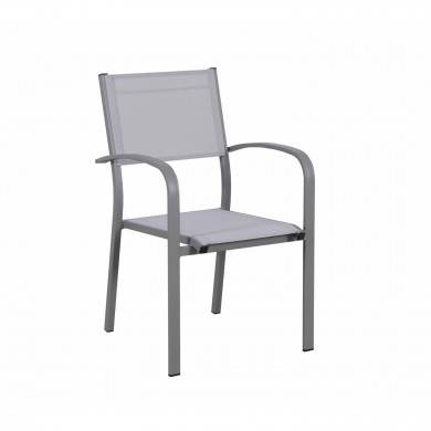 Ensemble table de jardin extensible aluminium 270cm  + 8 fauteuils empilables textilène gris taupe - LIO 8