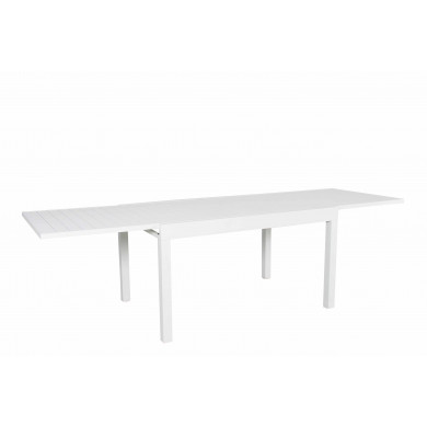 Table de jardin extensible aluminium 270cm  + 10 fauteuils empilables textilène - blanc - ANDRA