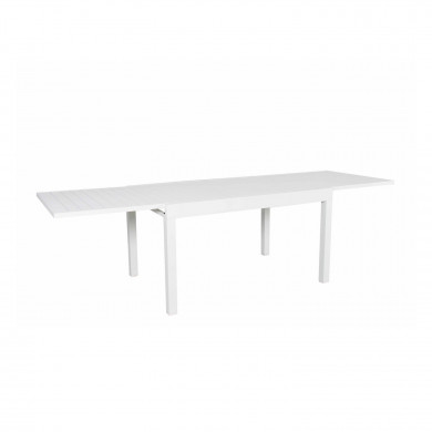 Table de jardin extensible aluminium 270cm  + 8 fauteuils empilables textilène -Blanc - ANDRA