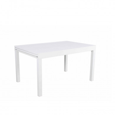 Table de jardin extensible aluminium 270cm  + 8 fauteuils empilables textilène -Blanc - ANDRA