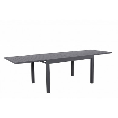 Table de jardin extensible en aluminium 270cm  + 8 fauteuils empilables textilène anthracite gris - MILO 8