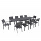 Table de jardin extensible en aluminium 270cm  + 10 fauteuils empilables textilène anthracite gris - MILO 10