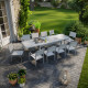 Table de jardin extensible aluminium 135/270cm  + 10 fauteuils empilables textilène gris taupe - LIO 10