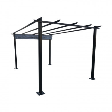 Tonnelle/Pergola en aluminium 3x4m toile coulissante rétractable - Gris - HAVANA