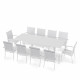 Table de jardin extensible aluminium 270cm  + 10 fauteuils empilables textilène - blanc - ANDRA