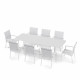 Table de jardin extensible aluminium 270cm  + 8 fauteuils empilables textilène -Blanc - ANDRA