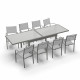 Ensemble table de jardin extensible aluminium 270cm  + 8 fauteuils empilables textilène gris taupe - LIO 8