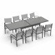 Ensemble table de jardin extensible aluminium 270cm  + 8 fauteuils empilables textilène gris taupe - LIO 8
