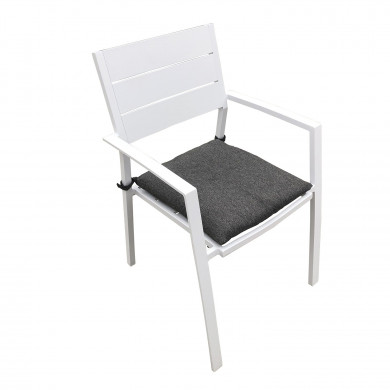 Table de jardin extensible aluminium blanc 216/300cm + 10 fauteuils empilables textilène - LUXEMBOURG