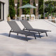 Duo de bains de soleil empilables en aluminium Gris - transat multi position - COSTA