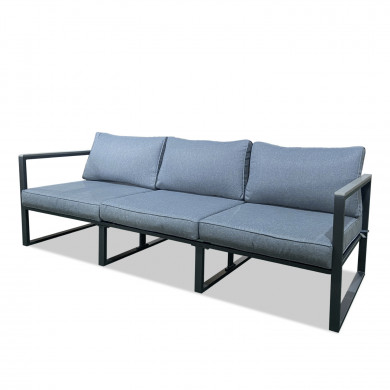 Salon de jardin design aluminium et polywood 5 Places couleur gris - VINCENNES