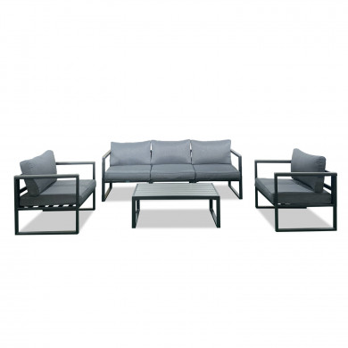 Salon de jardin design aluminium et polywood 5 Places couleur gris - VINCENNES