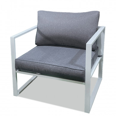 Salon de jardin angle design aluminium 5 Places couleur blanc gris - VALENCE