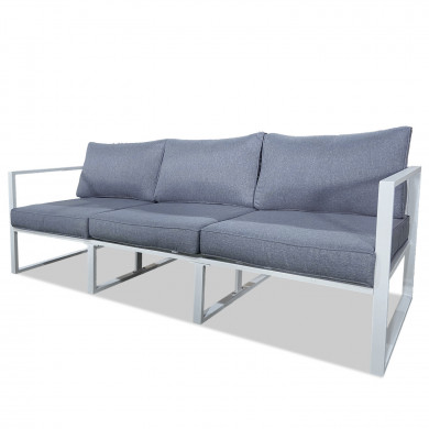 Salon de jardin angle design aluminium 5 Places couleur blanc gris - VALENCE