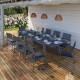 Table de jardin extensible aluminium noir 216/300cm + 10 fauteuils empilables textilène - LUXEMBOURG