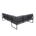 Salon de jardin en acier 8 personnes d'angle design - Gris Anthracite