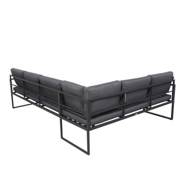Salon de jardin en acier 8 personnes d'angle design - Gris Anthracite