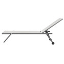 Lot de 2 bains de soleil / transat de aluminium inclinable avec roulettes - Anthracite beige