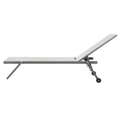 Lot de 2 bains de soleil / transat de aluminium inclinable avec roulettes - Anthracite beige