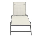 Lot de 2 bains de soleil / transat de aluminium inclinable avec roulettes - Anthracite beige