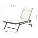 Lot de 2 bains de soleil / transat de aluminium inclinable avec roulettes - Anthracite beige