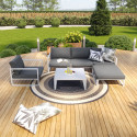 Salon de jardin angle aluminium 5 Places couleur blanc gris