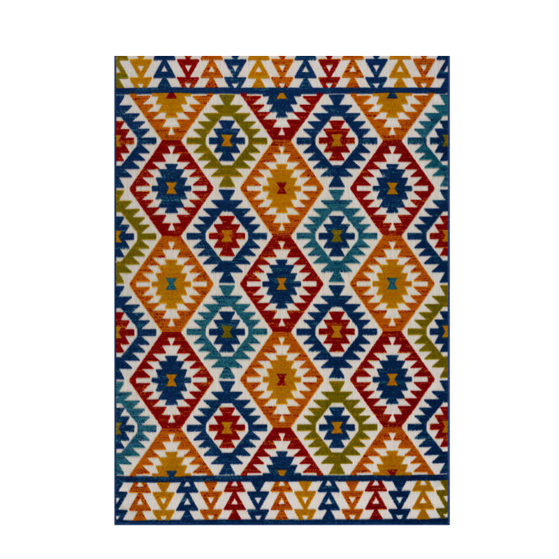 Tapis extérieur - 120x160cm - Multicolor - 100% polypropylène résistant aux UV - Motifs en relief