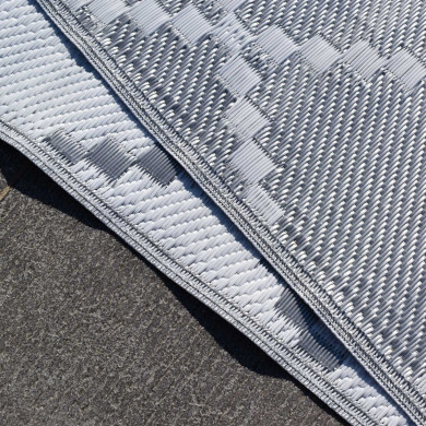 Tapis d'extérieur en plastique tressé - 120x160cm - Gris - Réversible - 100% polypropylène - 400gr / m2 - TUNIS