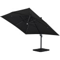 Parasol déporté LED 3x4m rectangle en aluminium + housse - rotatif 360° - Anthracite