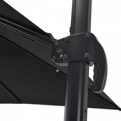 Parasol déporté LED 3x4m rectangle en aluminium + housse - rotatif 360° - Anthracite