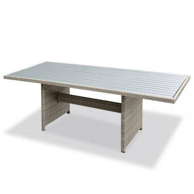 8 Places - Ensemble encastrable salon table de jardin aluminium et acier, housse de protection- Gris