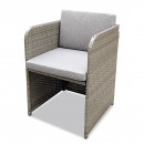 8 Places - Ensemble encastrable salon table de jardin aluminium et acier, housse de protection- Gris