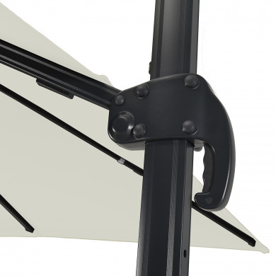 Parasol déporté LED 3x4m rectangle en aluminium + housse - rotatif 360° - Beige