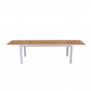 Table de jardin extensible aluminium blanche 200/300cm + 10 fauteuils empilables textilène
