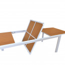Table de jardin extensible aluminium blanche 200/300cm + 10 fauteuils empilables textilène
