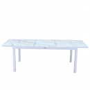 Table de jardin extensible aluminium blanc effet marbre  - 180/240 cm - 8 places - ANIA