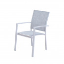 Table de jardin extensible aluminium blanc effet marbre 180/240cm + 8 fauteuils empilables textilène - ANIA