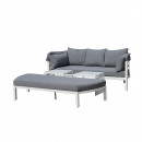 Salon de jardin aluminium - convertible en lit de jardin - blanc gris - HYDRA