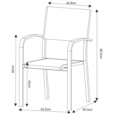 Table de jardin extensible en aluminium 270cm + 8 fauteuils empilables textilène anthracite gris - MILO 8
