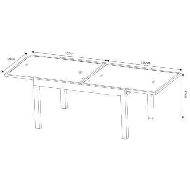 Table de jardin extensible aluminium 270cm + 10 fauteuils empilables textilène anthracite - LIO 10
