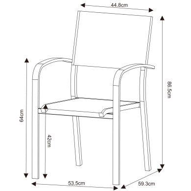 Table de jardin extensible aluminium 270cm + 10 fauteuils empilables textilène anthracite gris