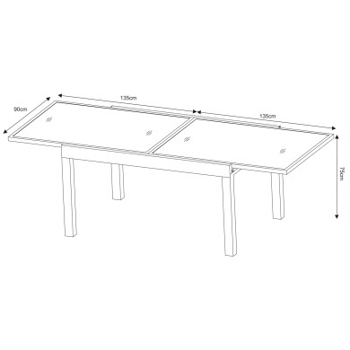 Table de jardin extensible aluminium 270cm + 8 fauteuils empilables textilène anthracite gris