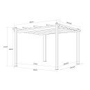 Tonnelle/Pergola aluminium 3x3m toile coulissante rétractable - Gris Ecru